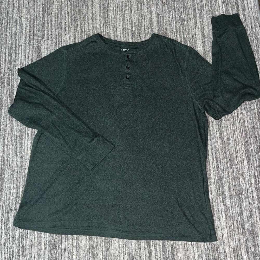 Apt 9 Men’s Size XXL Remier Flex Pullover Crewneck T Shirt Green Long Sleeves